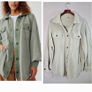 Free People Light Green Jacket/Shirt